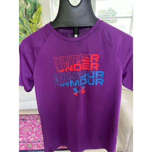 Under Armour T-Shirt Boys YXL Purple - Picture 1 of 6